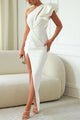 Caz - Off-shoulder Ruffle Sleeve Slit Midi Dress — view 4