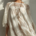 Mini Chiffon Dress with White Lace Appliqués — view 2