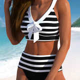 Laluna® | Striped High-Waisted Bikini — view 6