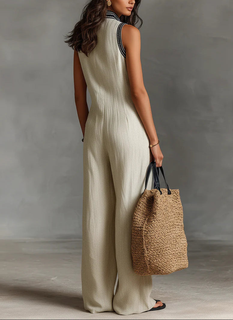 Fay | Sleeveless jumpsuit with high collar — view 3