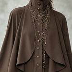 Mini Velvet Dress with High Collar and Cape-Style Panels — view 4
