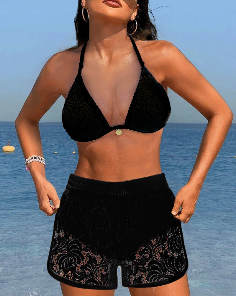 Laluna® | Elegant Solid Lace Bikini Set — view 8