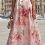 Violetta - Midi Dress with Halter in Watercolour Floral Pattern — view 4