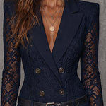 Navy Lace Mini Dress, Blazer Style, with Belt — view 5