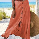 Semi-Sheer Maxi Skirt with Slit