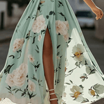 Sella - Ruched One Shoulder A-Line Maxi Chiffon Dress — view 11