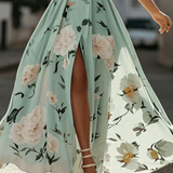 Sella - Ruched One Shoulder A-Line Maxi Chiffon Dress — view 11