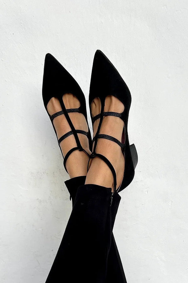 Greer - Pointed-Toe Heels with Crossed Straps