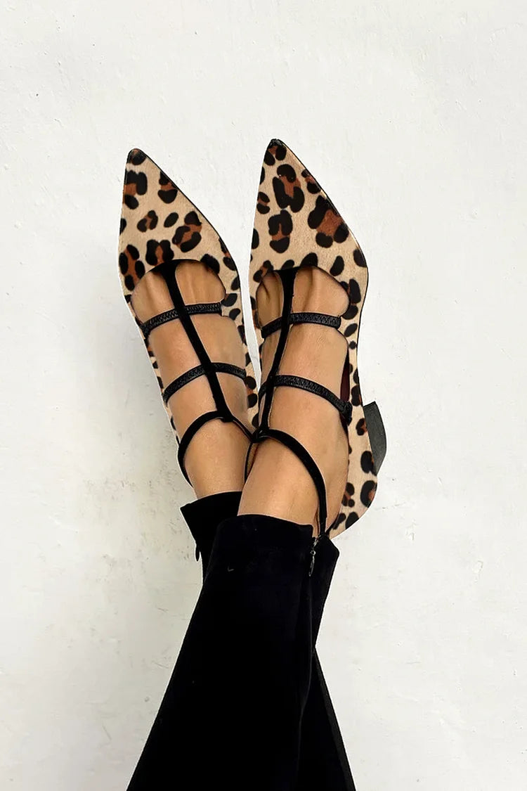 Laken - Flats with Animal Print and Delicate Straps