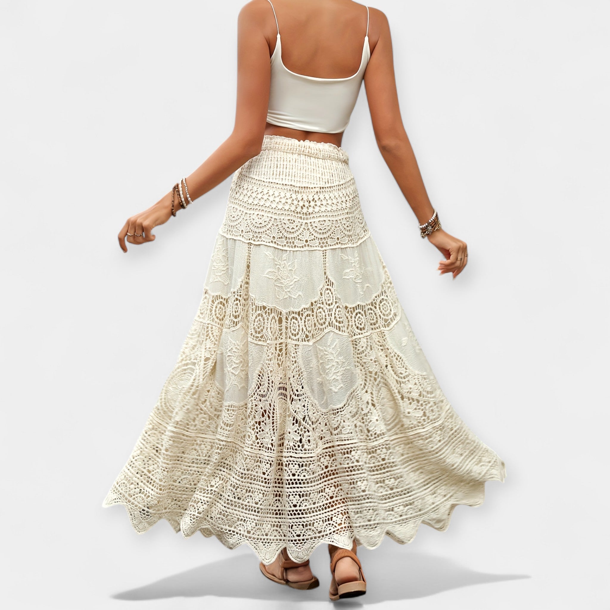 Midi Skirt with Lace — view 3
