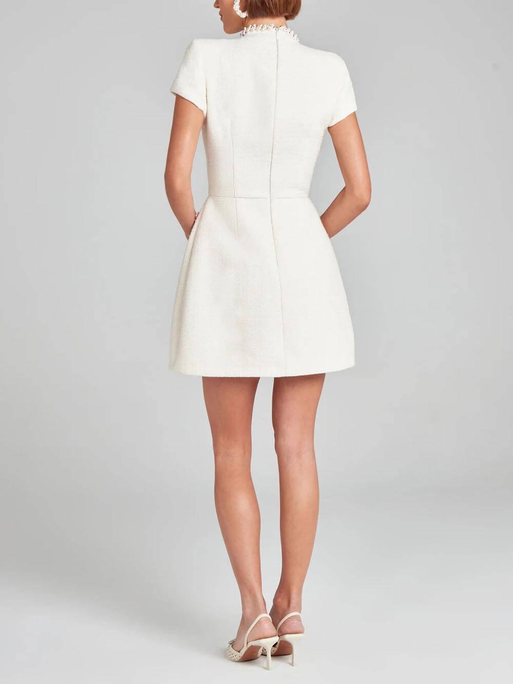 Mini Dress with Pockets and Pearl Details — view 11
