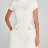 Mini Dress with Pockets and Pearl Details — view 9