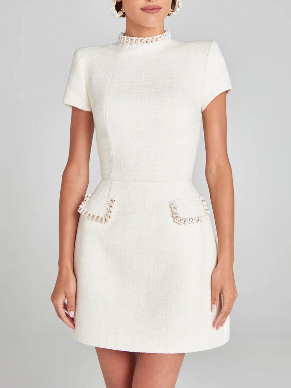Mini Dress with Pockets and Pearl Details — view 2