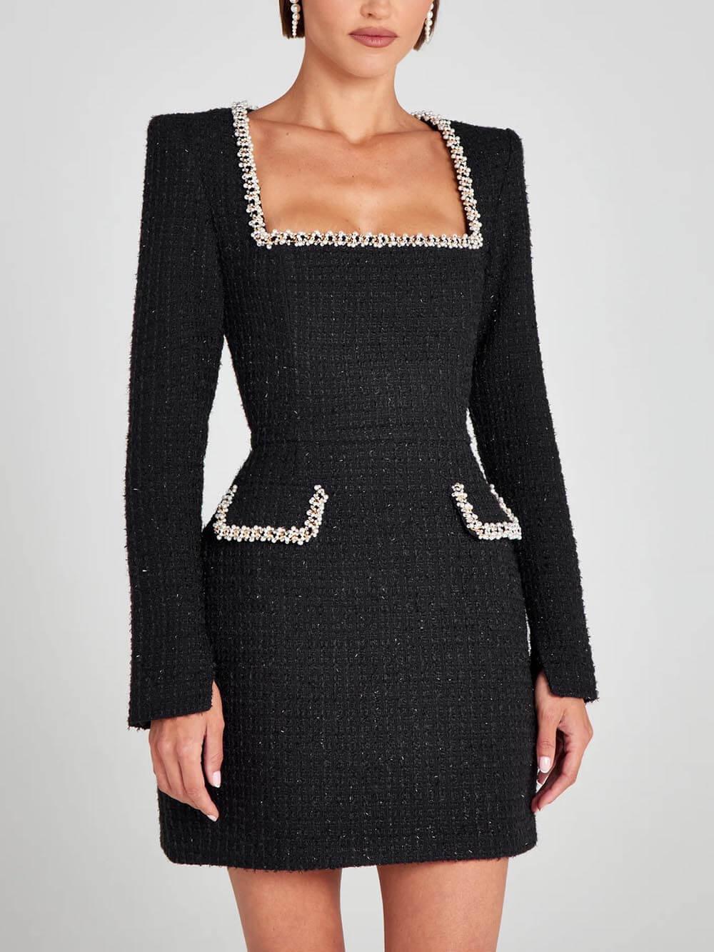 Mini Dress with Pockets and Pearl Details — view 3