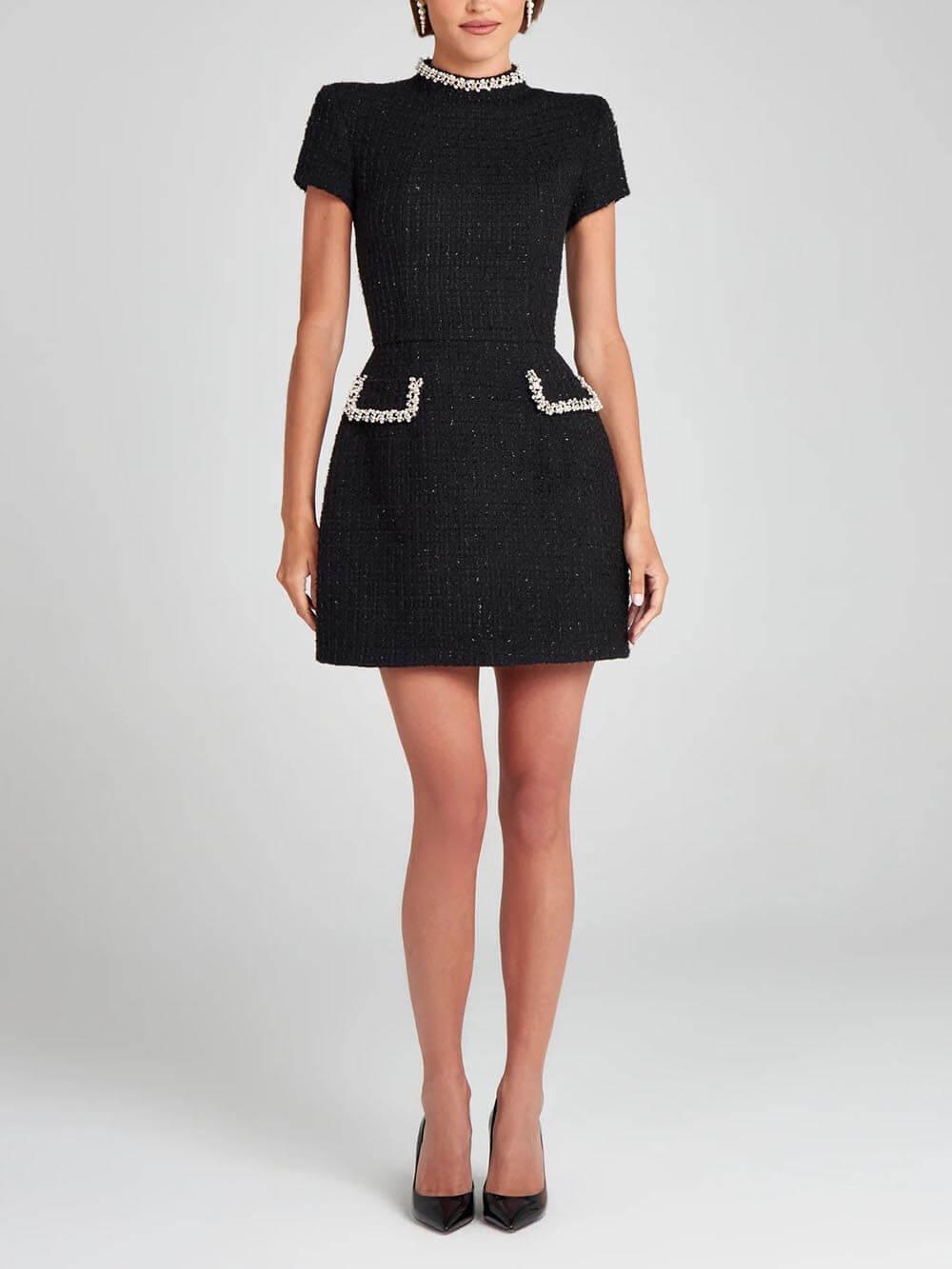Mini Dress with Pockets and Pearl Details — view 7