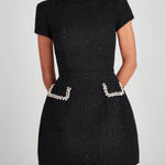 Mini Dress with Pockets and Pearl Details — view 5
