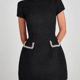 Mini Dress with Pockets and Pearl Details — view 5
