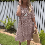 Zora | Midi Dress with Short Sleeves in Sand