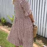 Zora | Midi Dress with Short Sleeves in Sand
