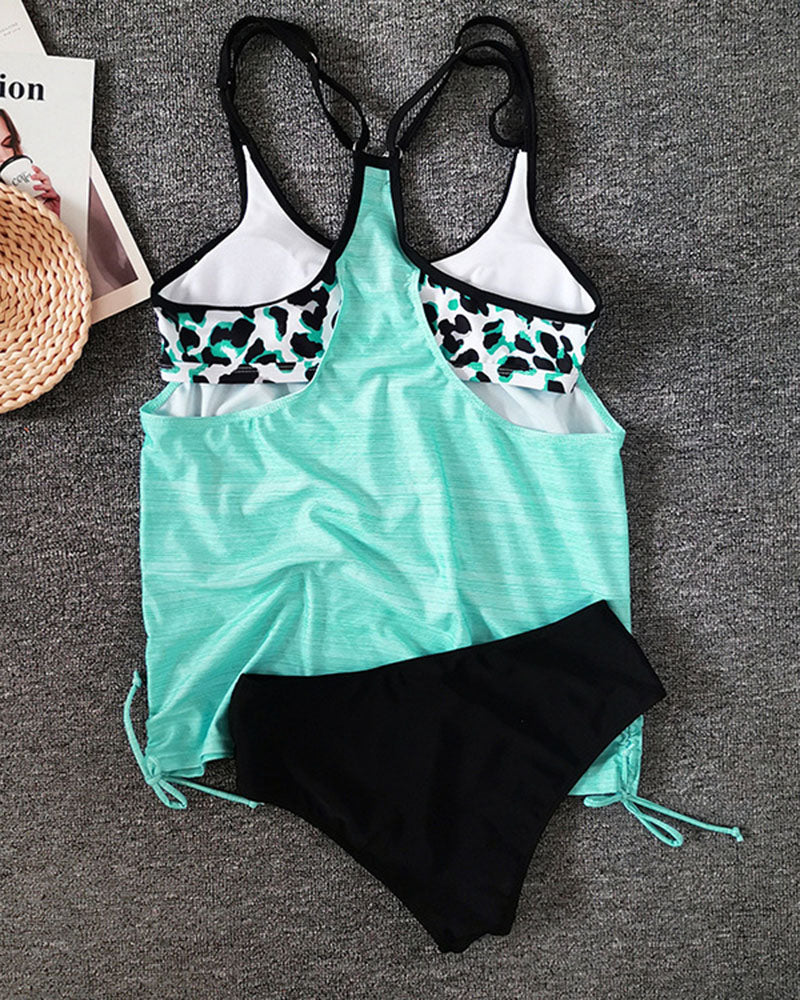 Augustus - Solid Coloured Tankini with Leopard Print — view 7