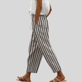 Grey Striped Casual Pants