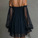 Noemi | Navy Blue Chiffon Mini Dress — view 4