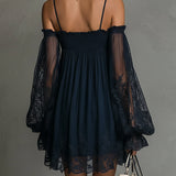Noemi | Navy Blue Chiffon Mini Dress — view 4
