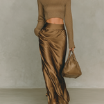 Florence - Golden-brown knit turtleneck top