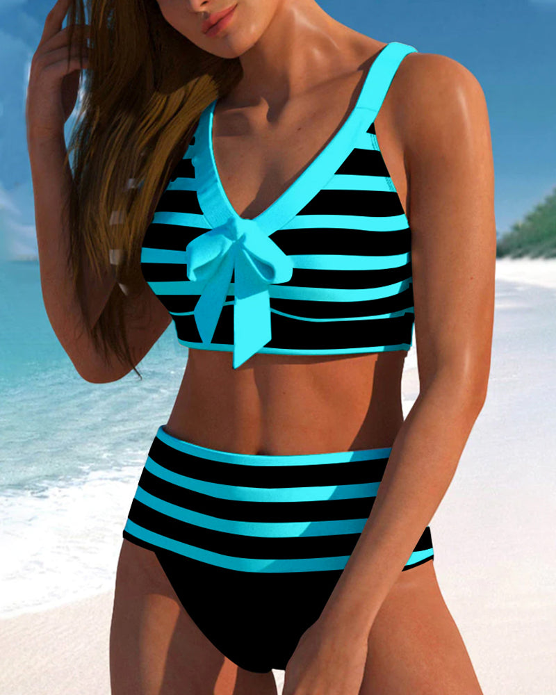 Laluna® | Striped High-Waisted Bikini — view 10