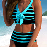 Laluna® | Striped High-Waisted Bikini — view 10