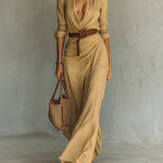 Kiara - Long Sleeve Lapel Collar Maxi Dress — view 3
