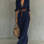 Kiara - Long Sleeve Lapel Collar Maxi Dress — view 4