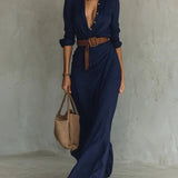 Kiara - Long Sleeve Lapel Collar Maxi Dress — view 4