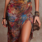 ANDREA - Boho Ruched Midi Dress — view 5