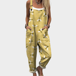 Yellow Bee Print Dungarees