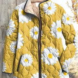 Ashleigh™ | Quilted Jacket with Daisies in Yellow