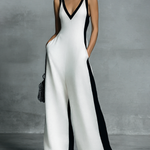 Celine | Black & White Colour-Block Wide-Leg Jumpsuit