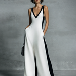 Celine | Black & White Colour-Block Wide-Leg Jumpsuit — view 2