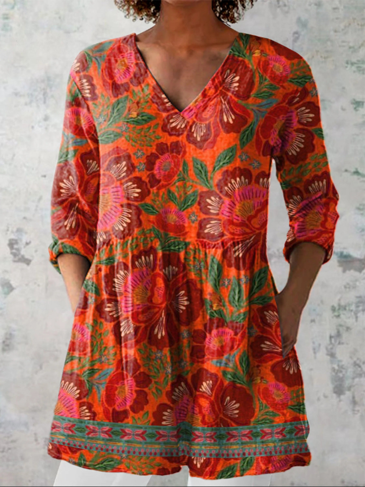 Kaia | Long Blouse with Bold Print — view 2