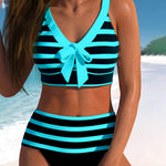 Laluna® | Striped High-Waisted Bikini — view 3