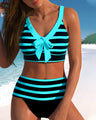 Laluna® | Striped High-Waisted Bikini — view 3