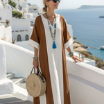 Calindra | Short Sleeve Colour Block Relaxed Maxi Dress