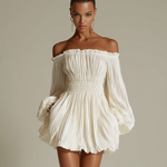 Lily - Ivory Pleated Dress — view 3
