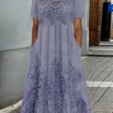 INDIGO | ELEGANT MIDI DRESS WITH FLORAL PRINT — view 3