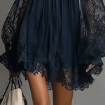 Noemi | Navy Blue Chiffon Mini Dress — view 8