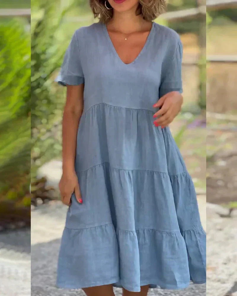 Bexley - Casual Summer Dress with V-Neck — view 4