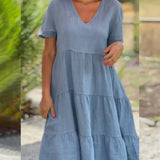 Bexley - Casual Summer Dress with V-Neck — view 4