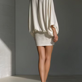 Elegant Two-Piece Set, White Blouse and Mini Skirt — view 3