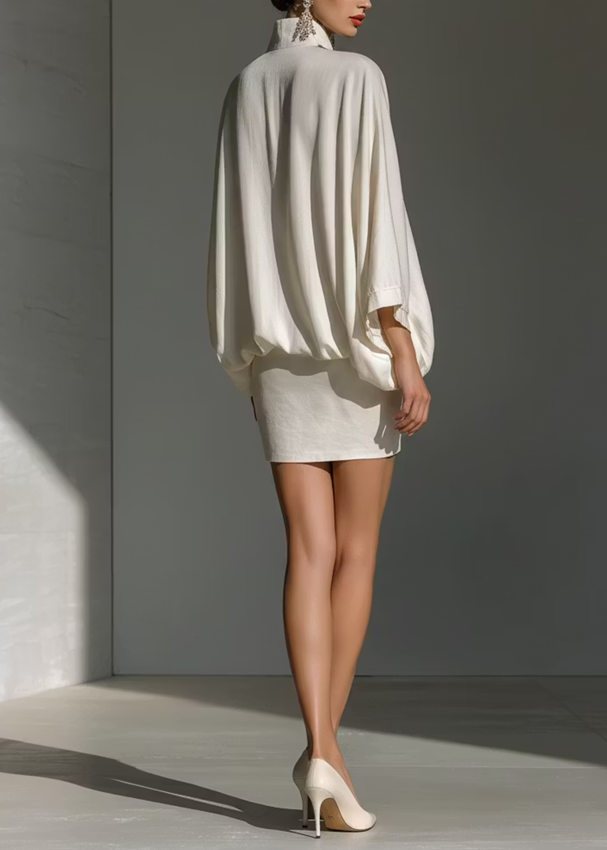Elegant Two-Piece Set, White Blouse and Mini Skirt — view 3