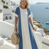 Soraya | Short Sleeve Colour Block Maxi Dress